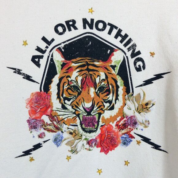 INC International Concepts Sweatshirt Mens M Ivory All Or Nothing Tiger Graphic - Picture 3 of 12